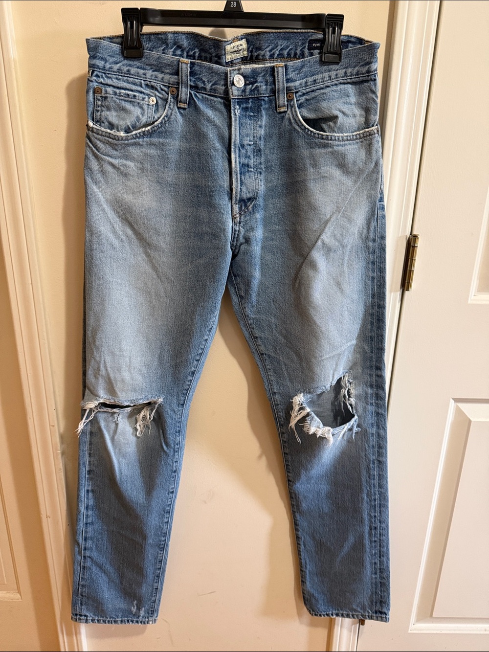 Citizens Of Humanity Light Blue Slim Straight Distressed Jeans